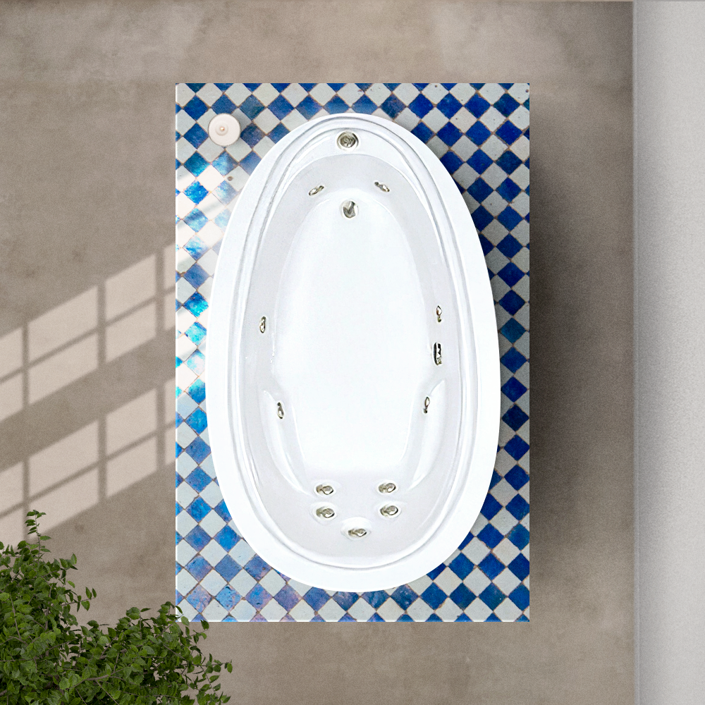 72" x 44" Elite Whirlpool Bathtub